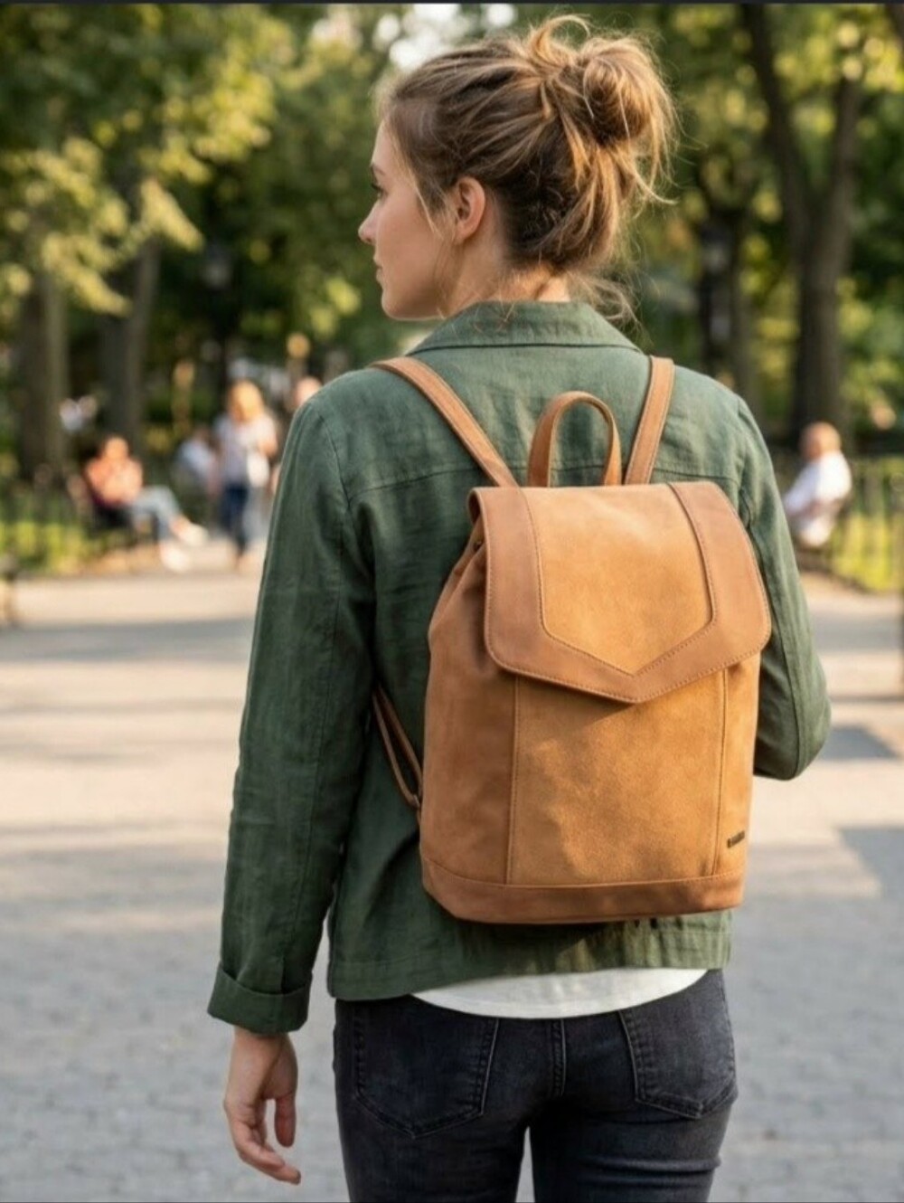 Roxy Vacation faux-suede backpack in a camel Leather Unisex  - Casual Daypack